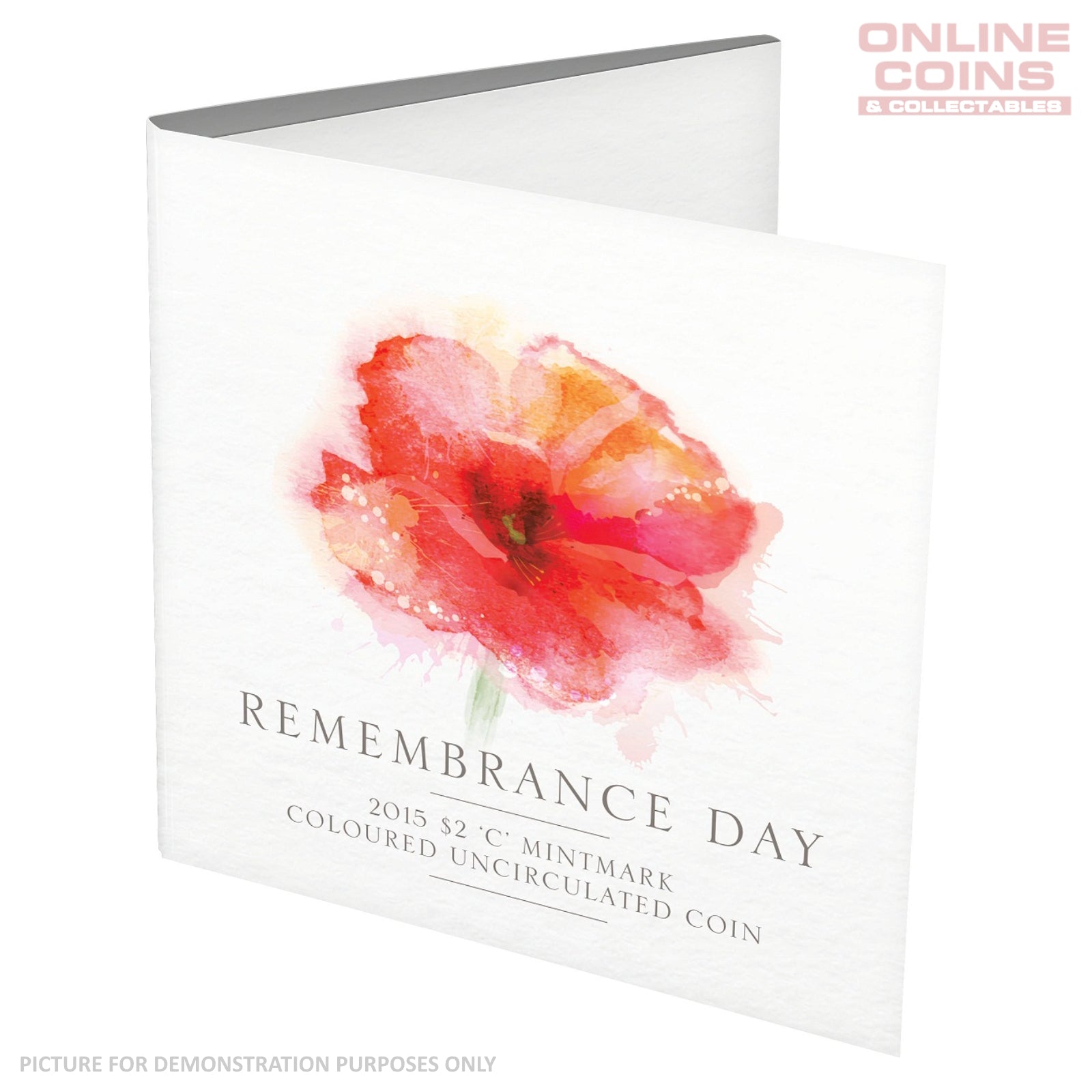 2015 $2 'C' Mintmark Coloured Uncirculated Carded Coin - Remembrance Day